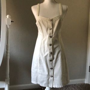 White denim button up dress